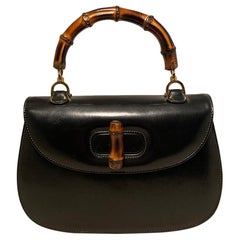 Gucci Vintage Black Bamboo Line Handbag c1960s