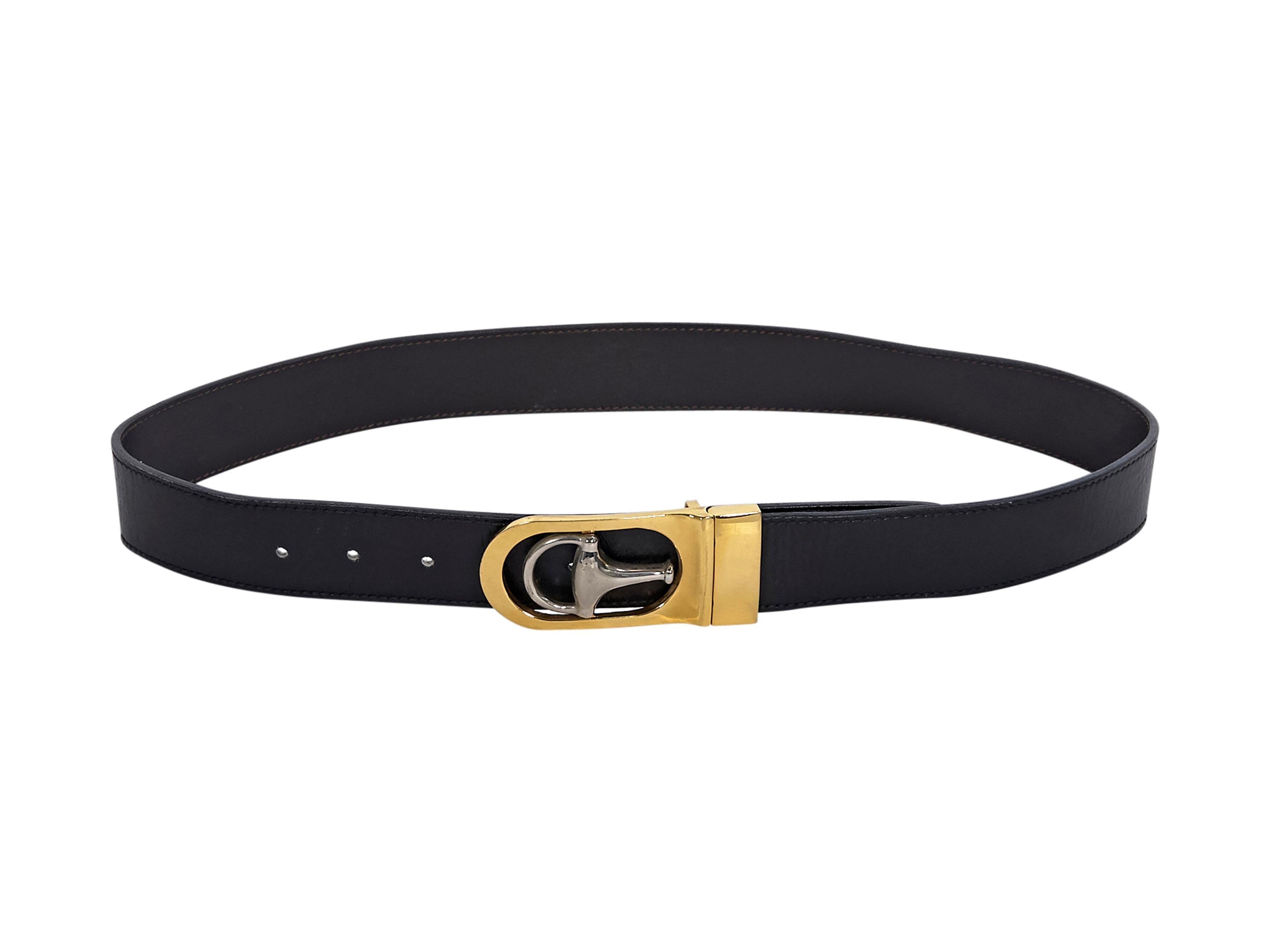 Gucci Black Brown Leather Reversible Belt In Good Condition In New York, NY