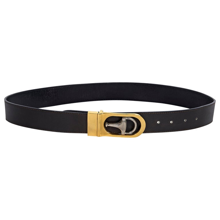 Gucci Black Brown Leather Reversible Belt at 1stDibs | gucci reversible ...