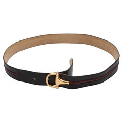 Gucci Vintage Black & Burgundy Horsebit Belt
