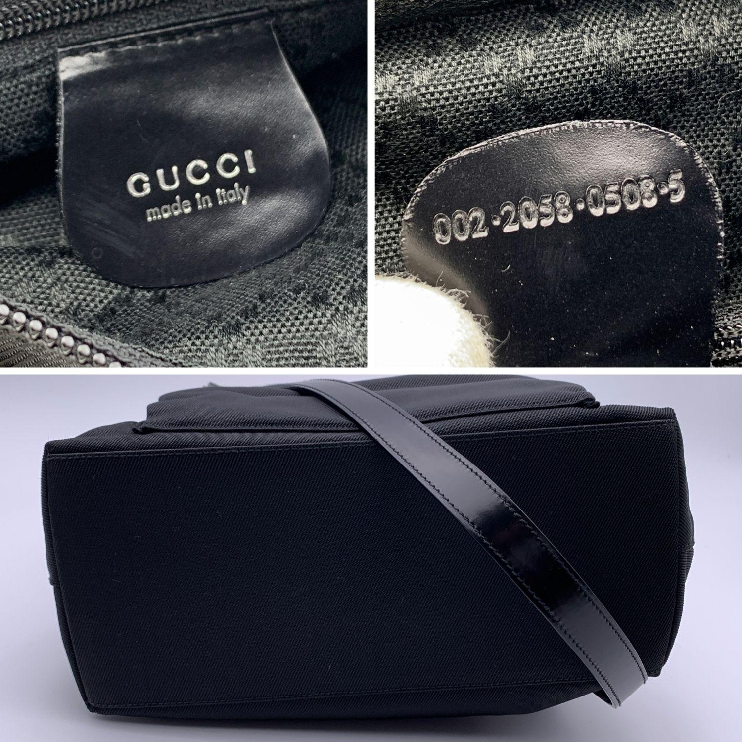 Gucci Vintage Black Canvas Bamboo Tote Handbag with Strap 1