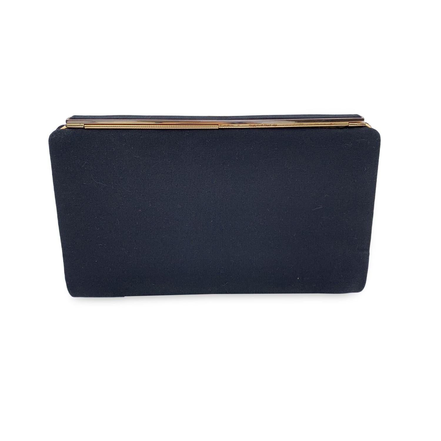 Gucci Vintage Black Canvas Clutch Evening Bag with GG Logo In Excellent Condition In Rome, Rome