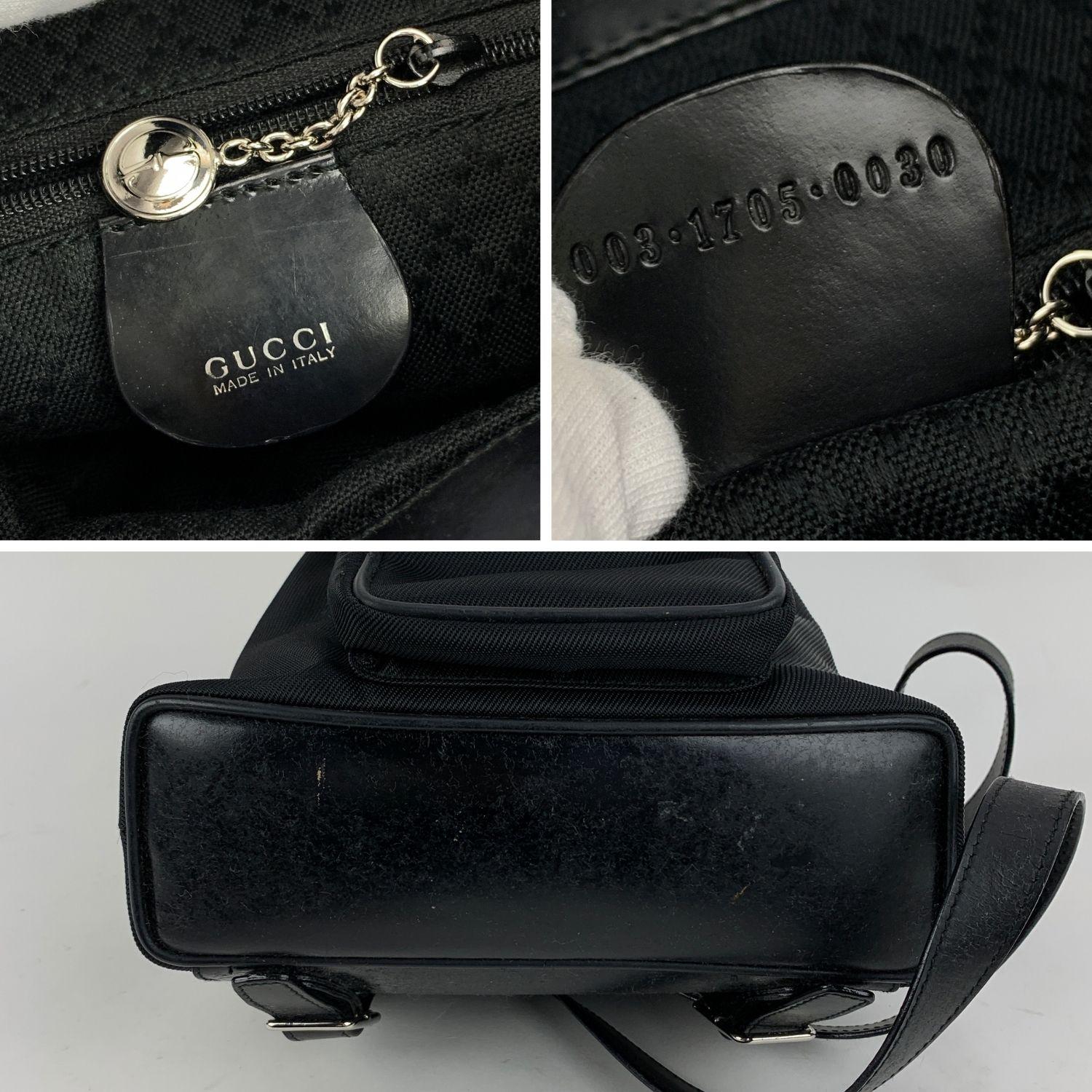 Gucci Vintage Black Canvas Small Bamboo Backpack Shoulder Bag In Fair Condition In Rome, Rome