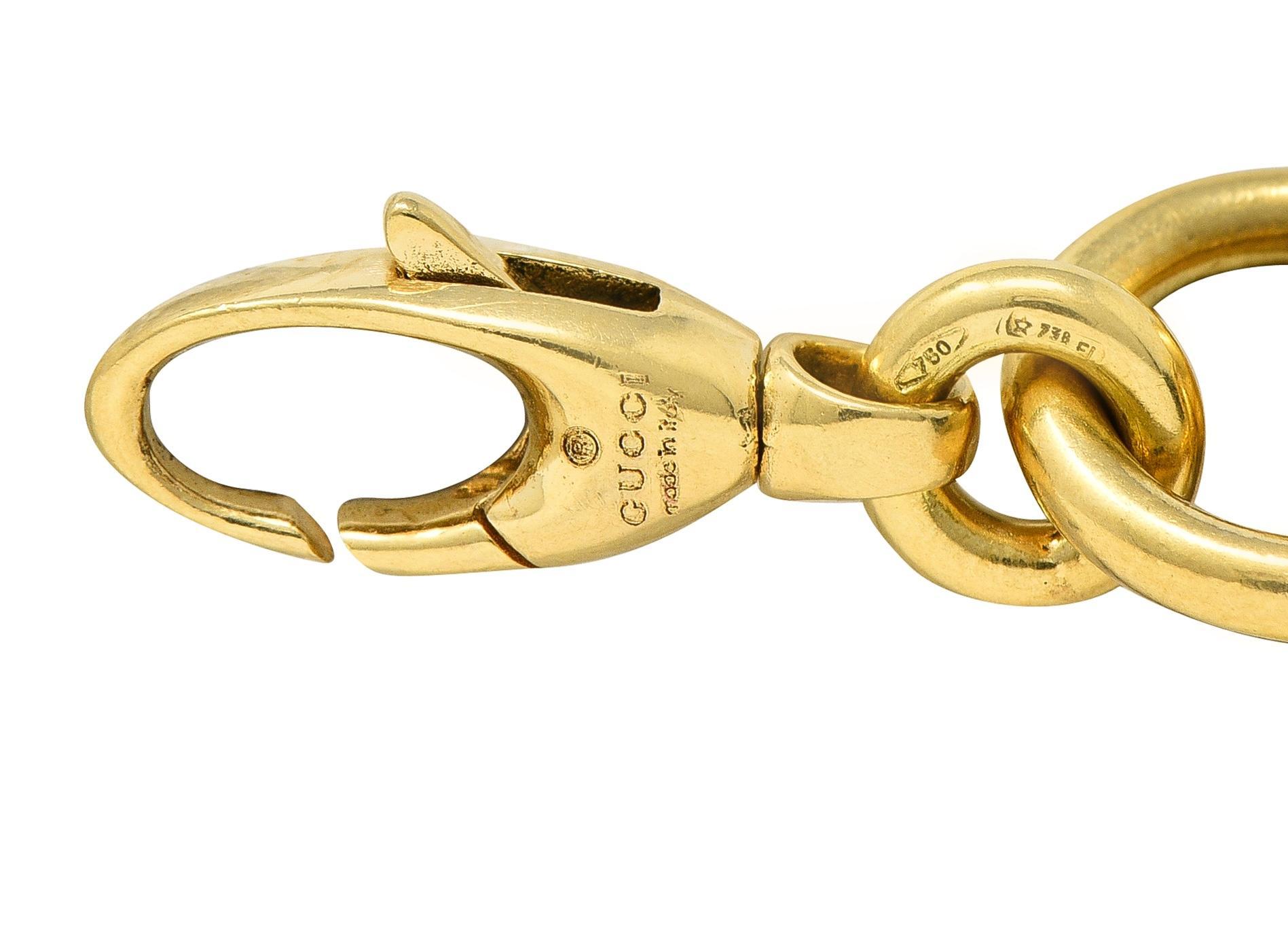 Gucci Vintage Black Enamel 18 Karat Yellow Gold Bamboo Cuff Charm Bracelet For Sale 4