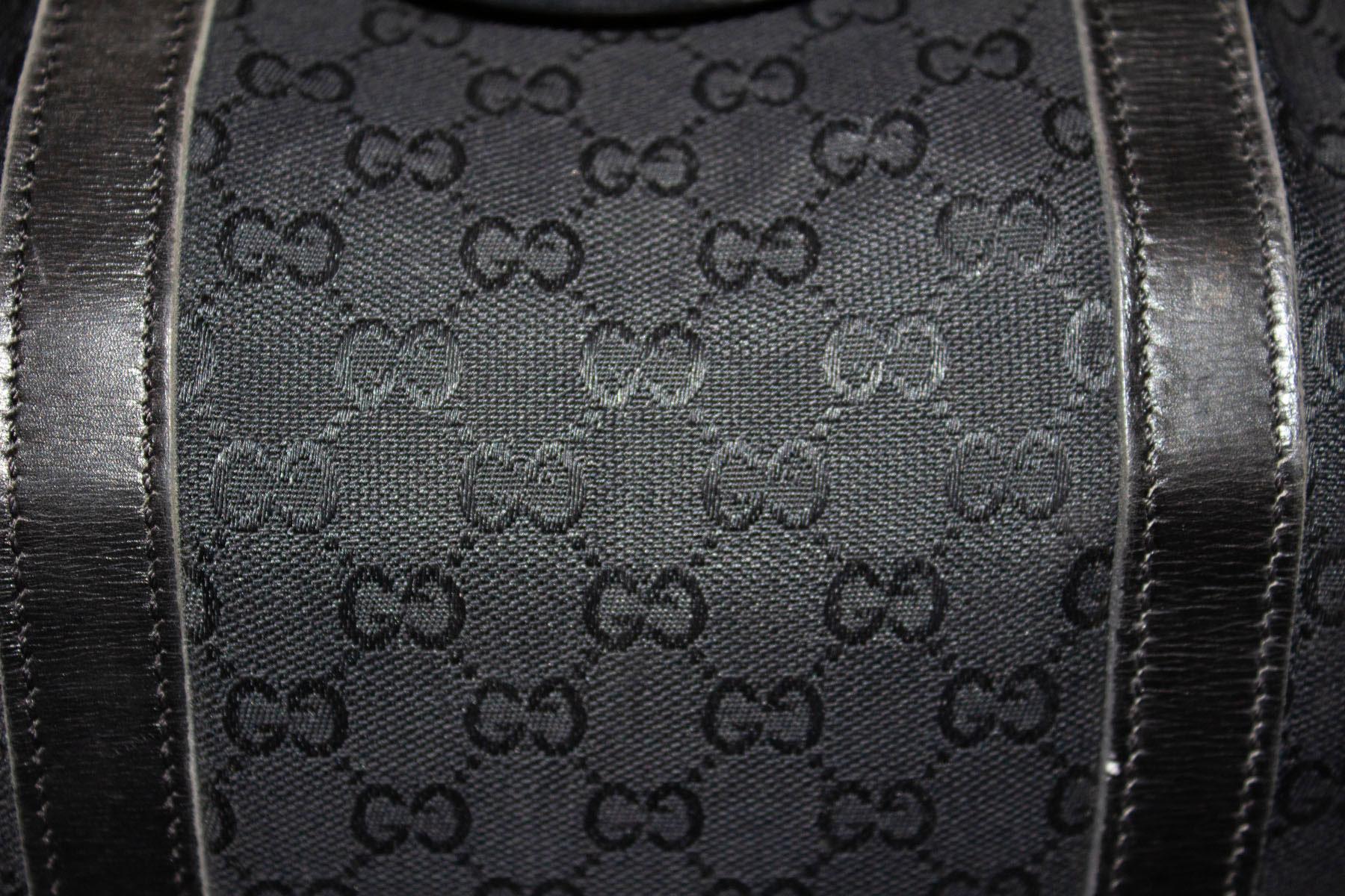 Gucci  Vintage Black Fabric Barrell Bag For Sale 1