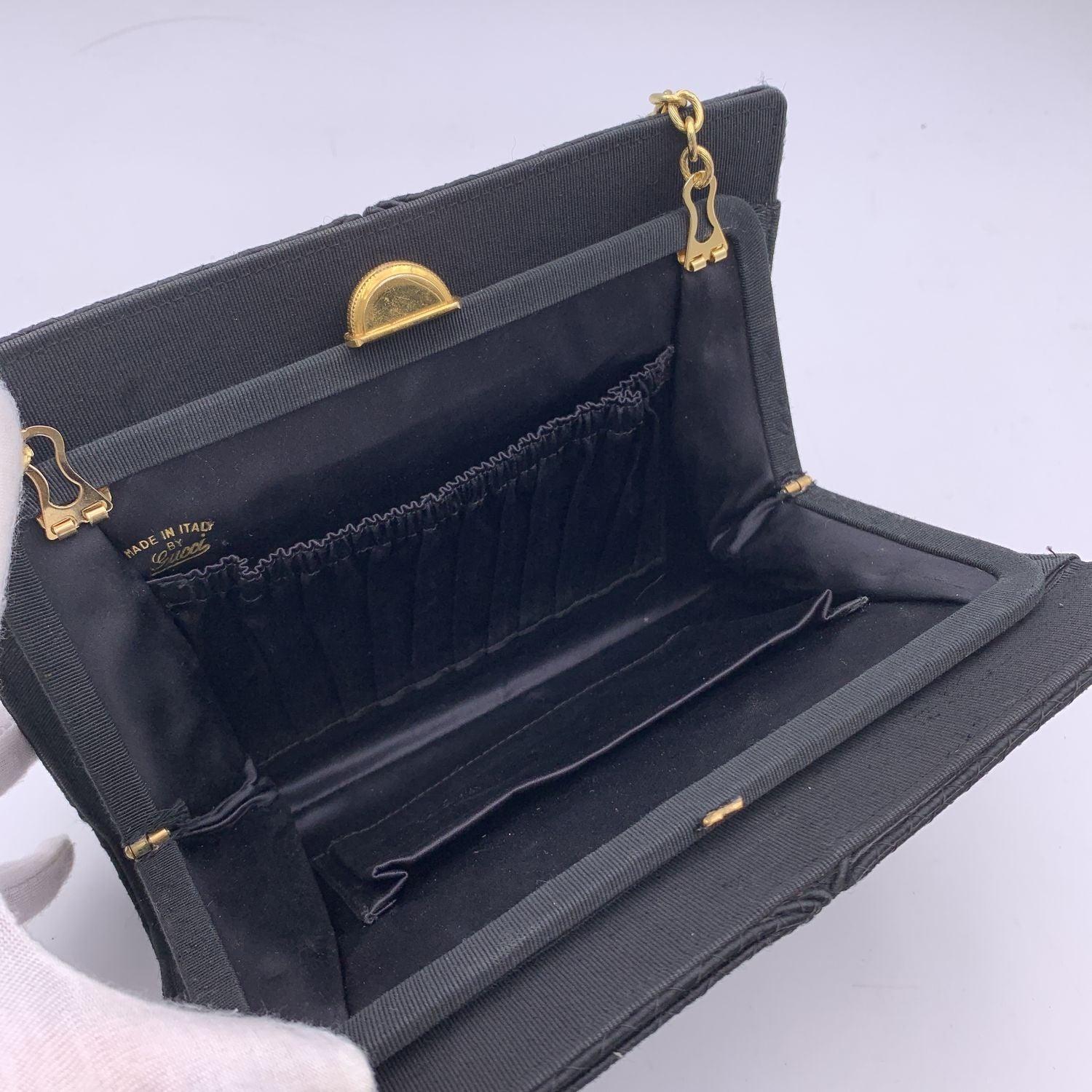 Gucci Vintage Black Fabric Bows Abendtasche mit Kettenriemen Damen im Angebot