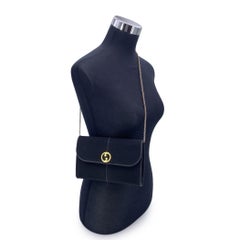 Gucci Vintage Schwarze Abendtasche aus Stoff mit Kettenriemen