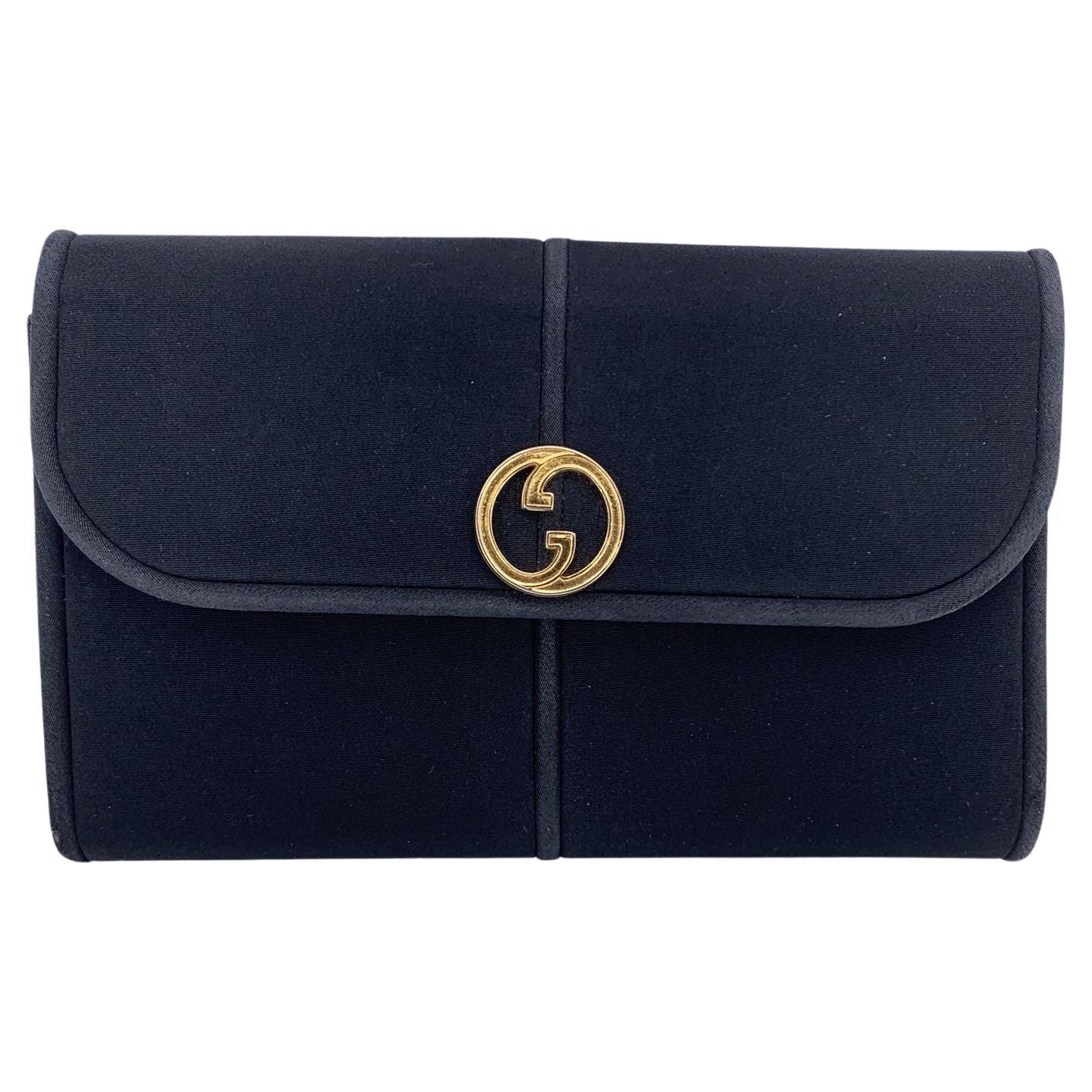 Sac de soirée vintage en tissu noir de Gucci avec bandoulière en chaîne en vente