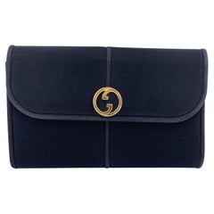 Gucci Vintage Black Fabric Evening Bag with Chain Strap