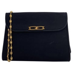 Gucci Vintage Black Fabric with Gold Chain Evening Shoulder Bag