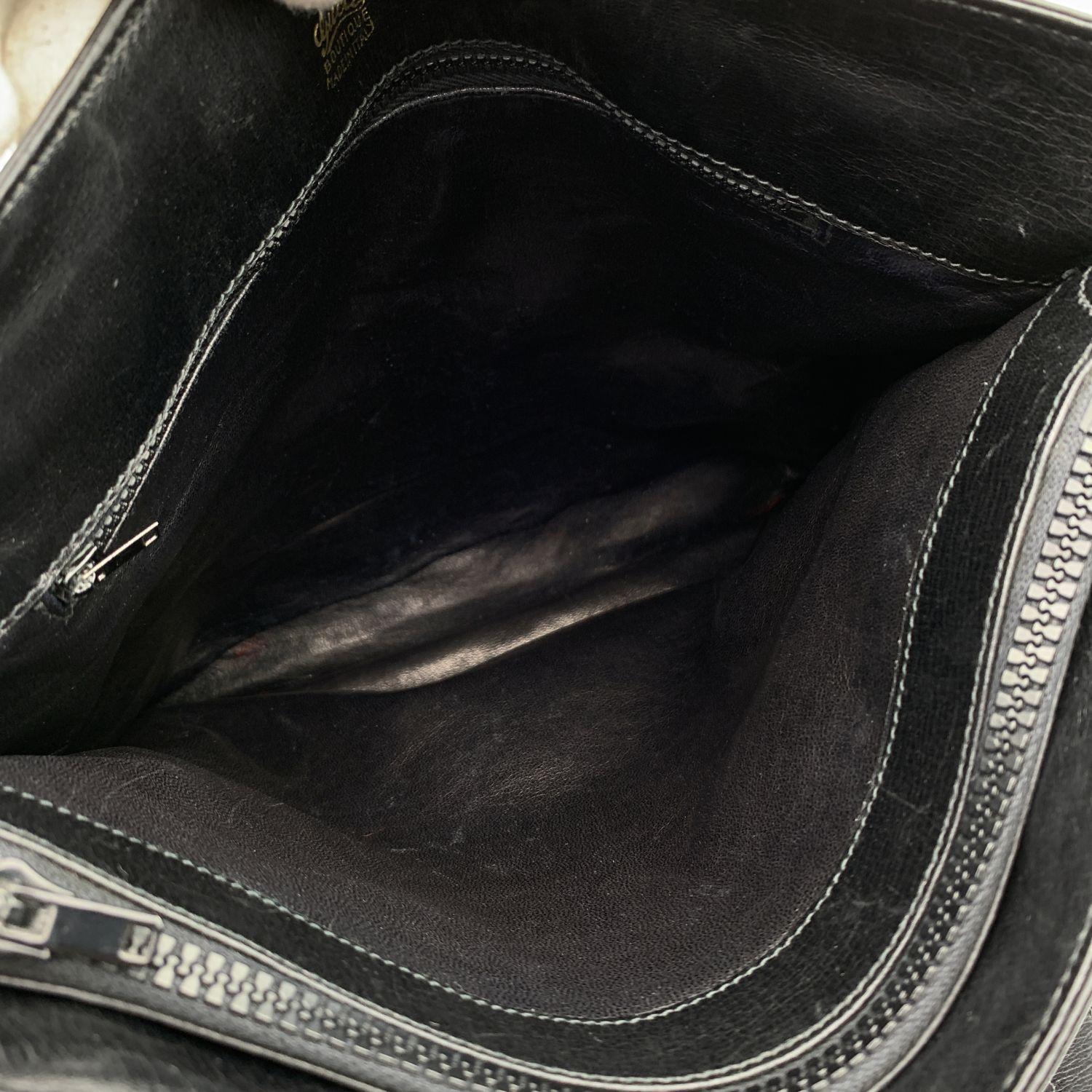 Gucci Vintage Black GG Monogram Canvas Tote Bag with Stripes 1