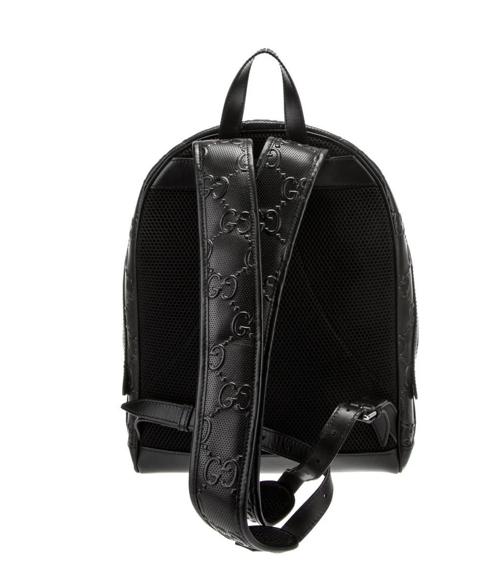 Gucci Vintage Black  GUCCI GG Embossed  Monogram Small  Day Back Pack Black In New Condition For Sale In New York, NY