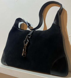 Gucci Vintage Black Jackie Suede Shoulder Bag