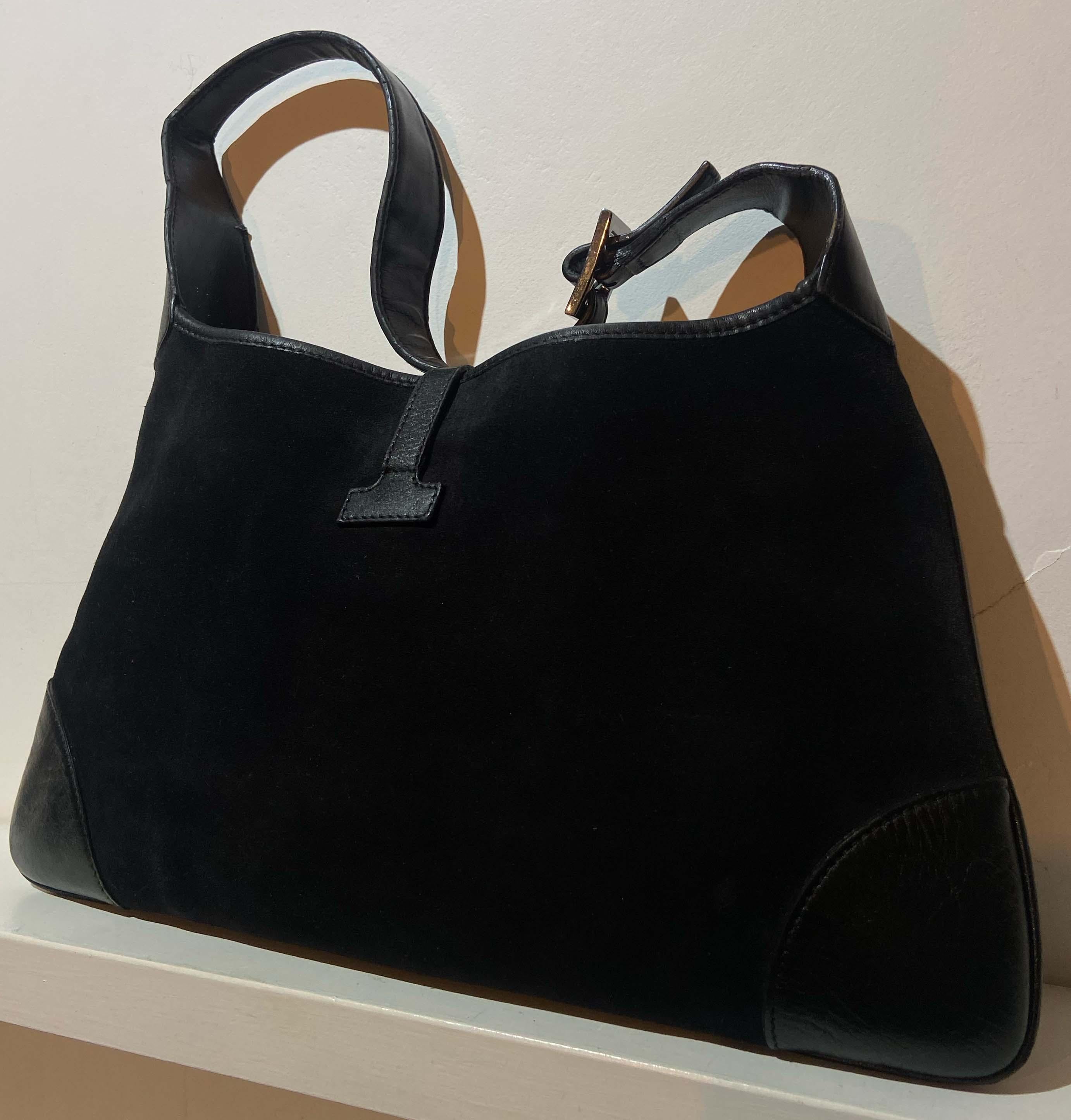 Gucci Vintage Black Jackie Suede Shoulder Bag 2