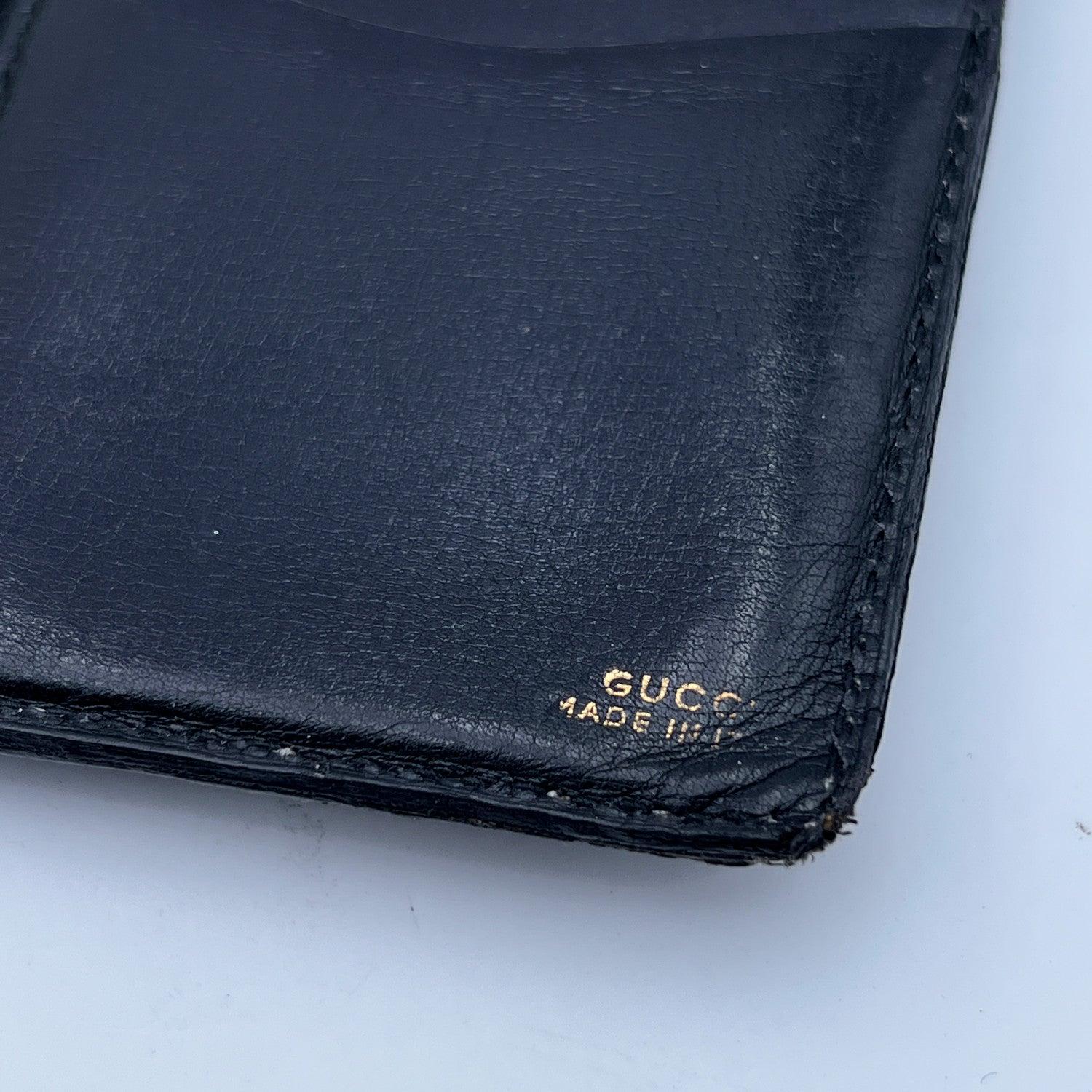 Gucci Vintage Black Leather 6 Ring Small Agenda with Sheets For Sale 2