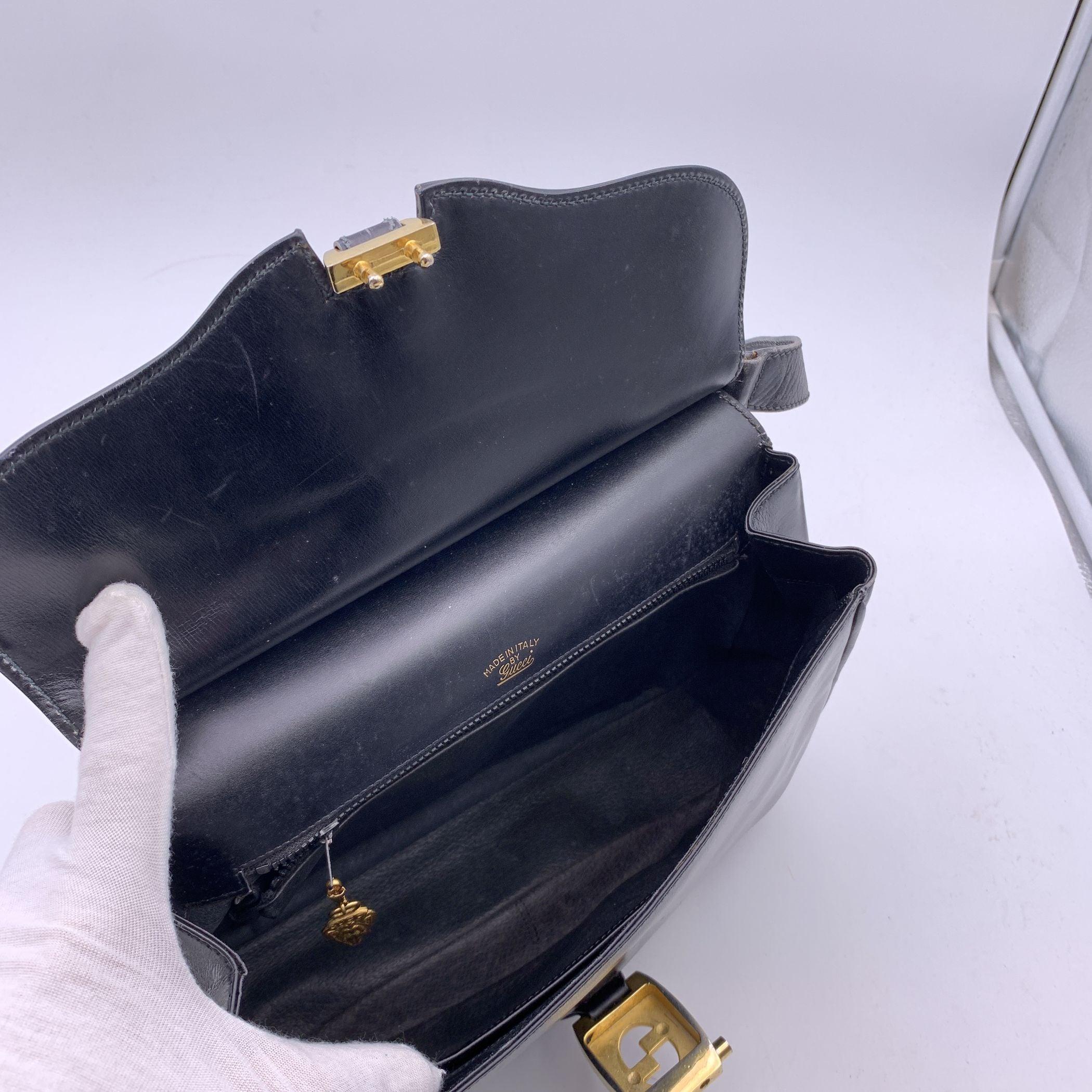 Gucci Vintage Black Leather Bamboo Flap Shoulder Bag 1