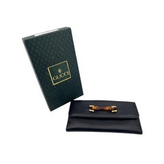 Gucci Vintage Black Leather Bamboo Wallet Coin Purse