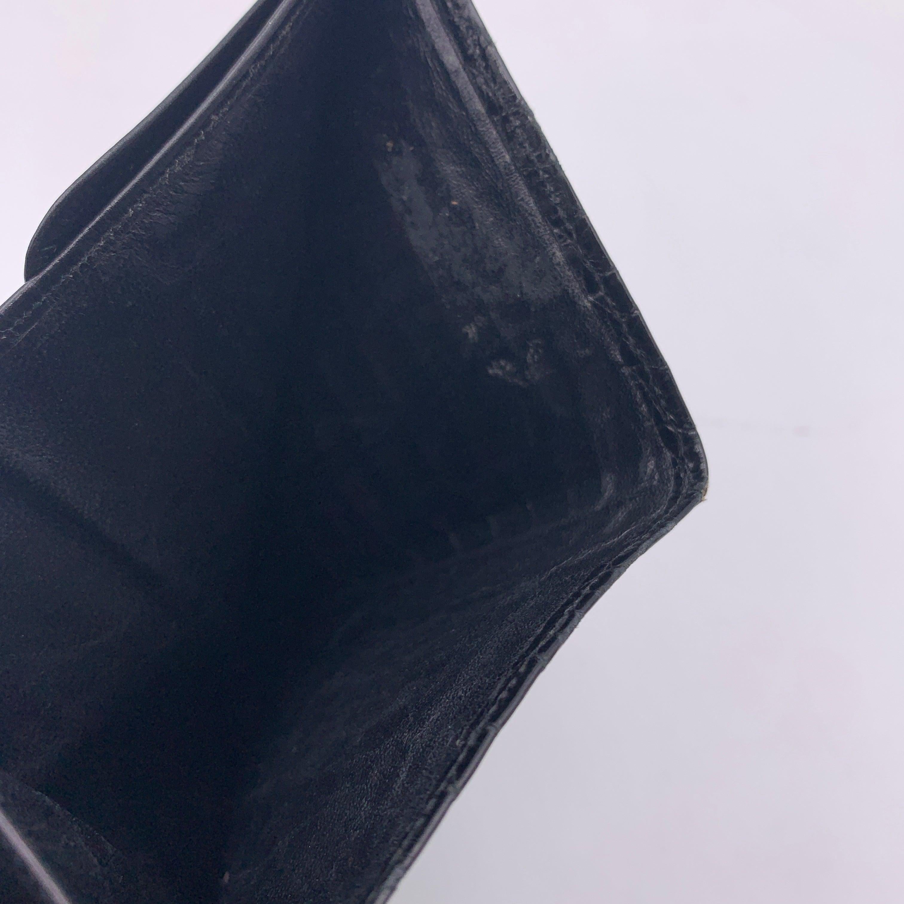 Women's Gucci Vintage Black Leather Bifold Long Bill Wallet