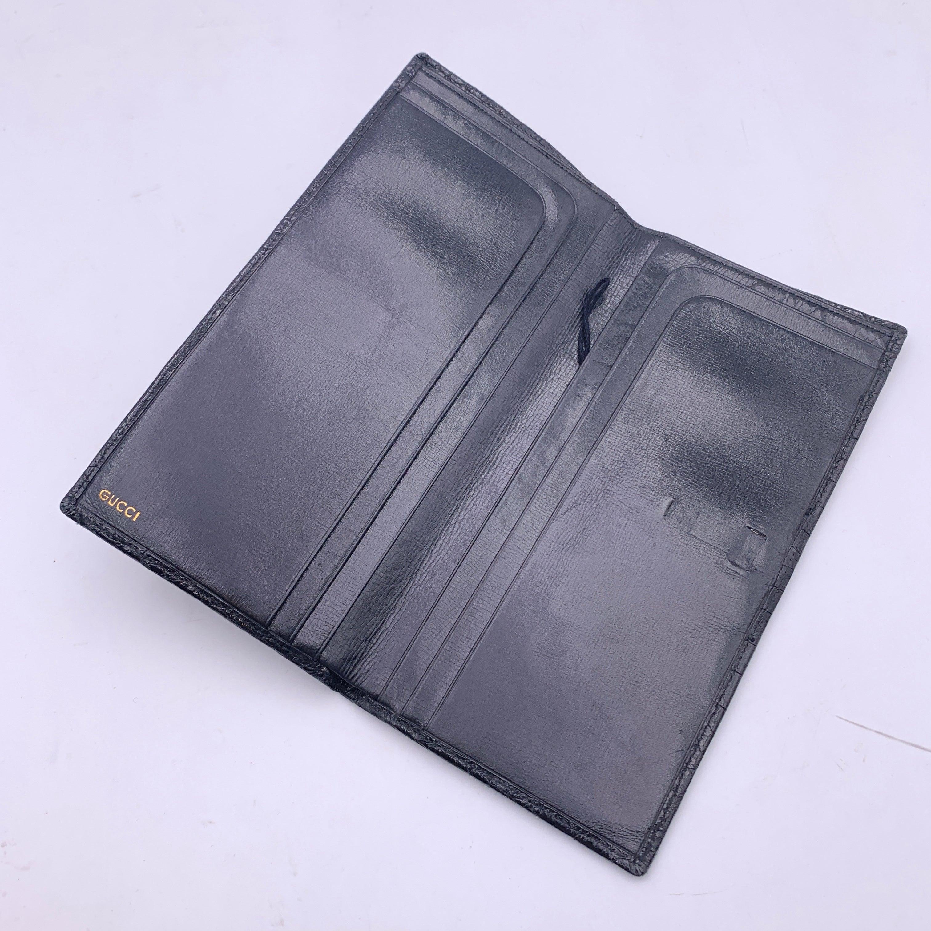 Gucci Vintage Black Leather Bifold Long Bill Wallet 1