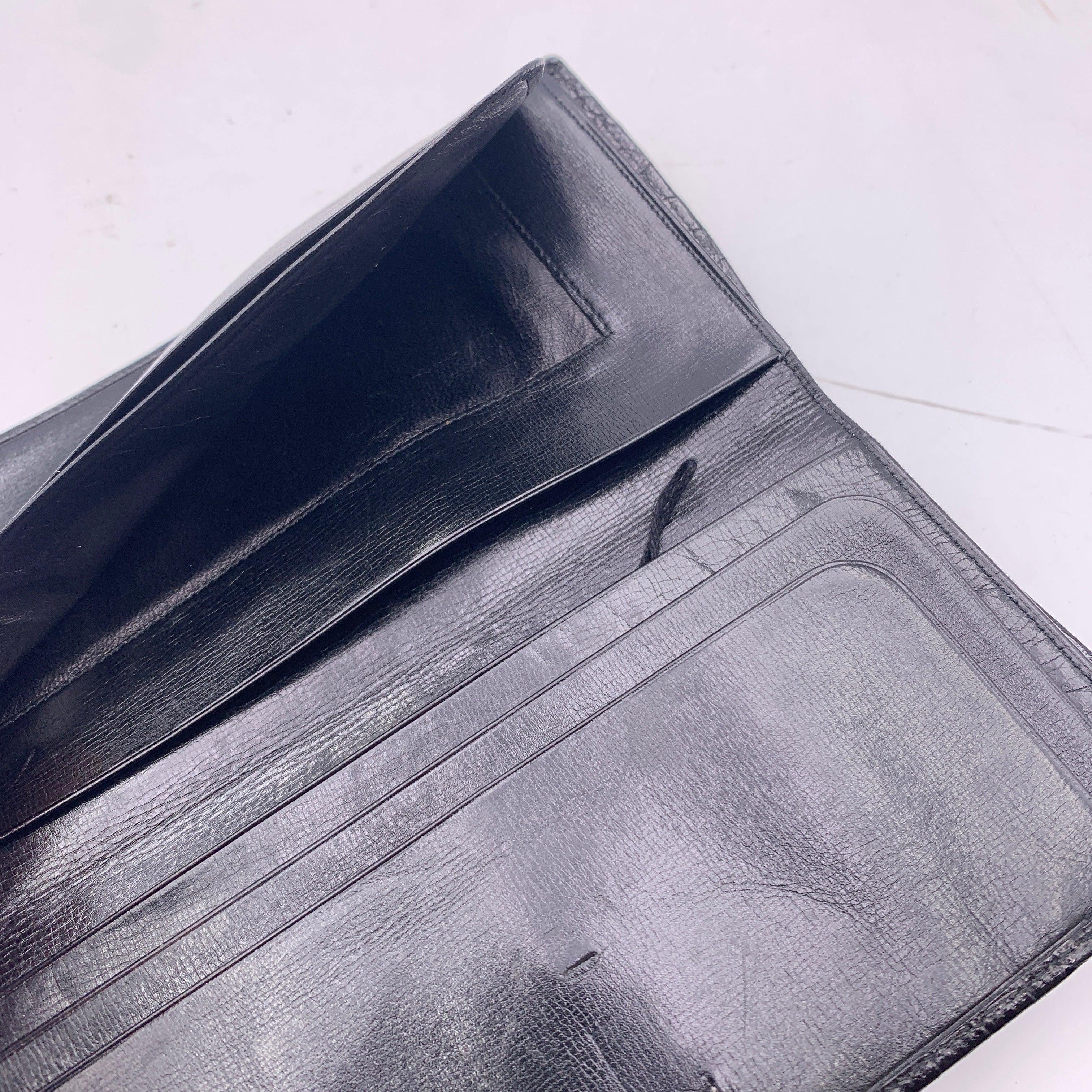 Gucci Vintage Black Leather Bifold Long Bill Wallet 3