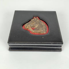 Gucci Vintage Black Leather Box with Brass Horse Head