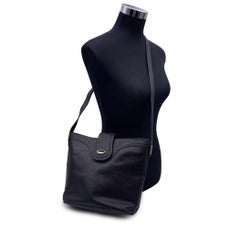 Gucci Vintage Black Leather Bucket Shoulder Bag