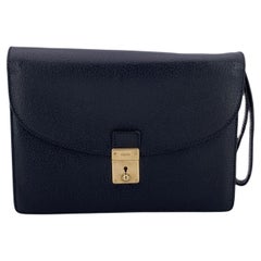 Gucci Vintage Black Leather Clutch Bag Wristlet Wrist Bag