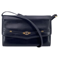 Gucci Vintage Black Leather Convertible Bag Shoulder Bag Clutch