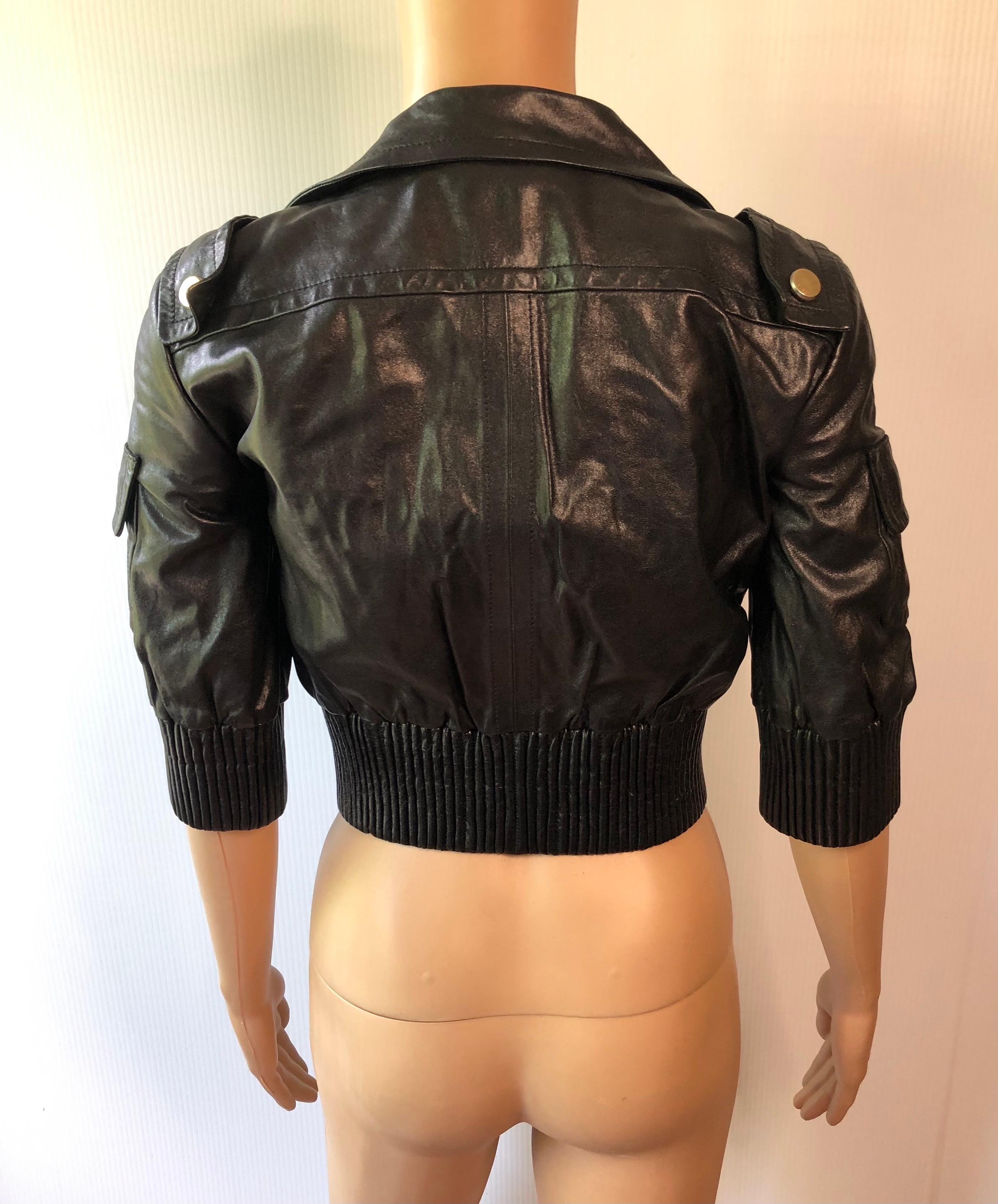 black leather crop jacket