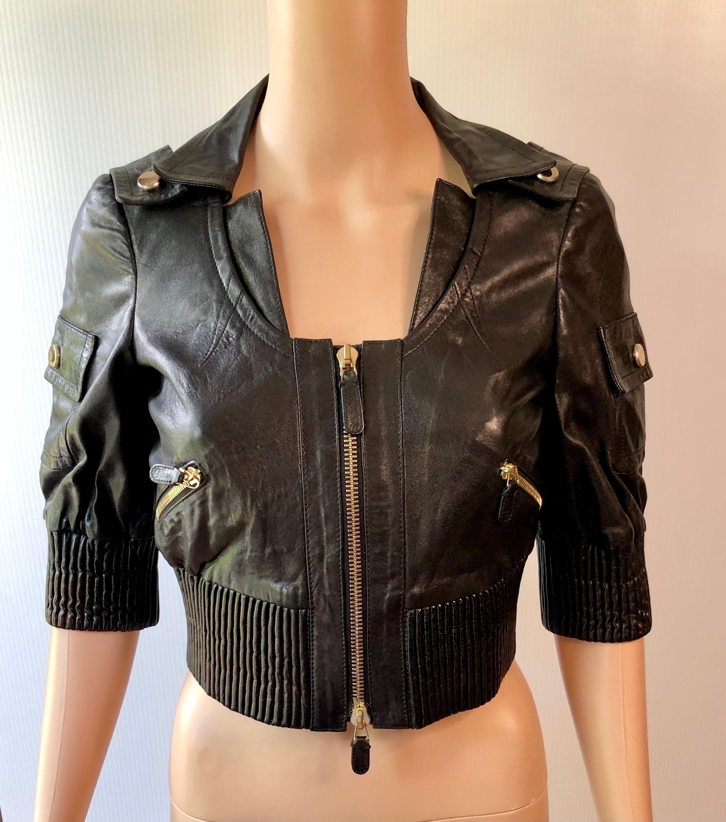 crop top leather jacket