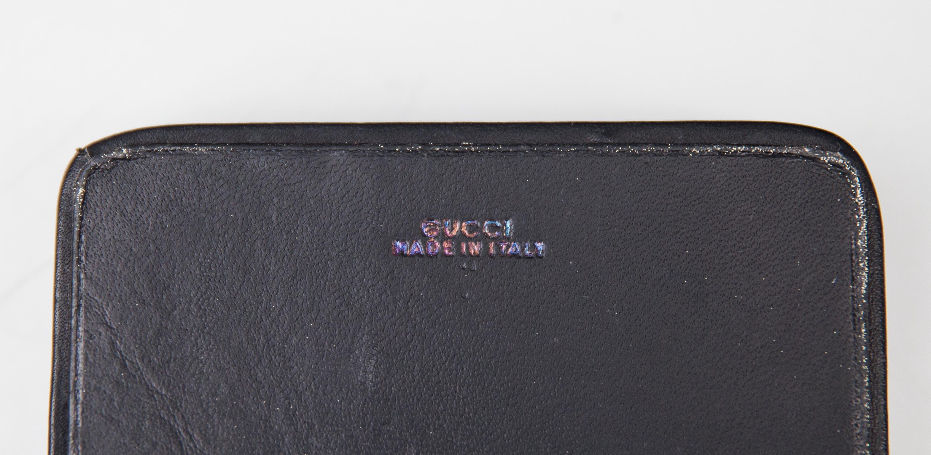 Late 20th Century Gucci Vintage Black Leather Desk Set 1970s For Sale