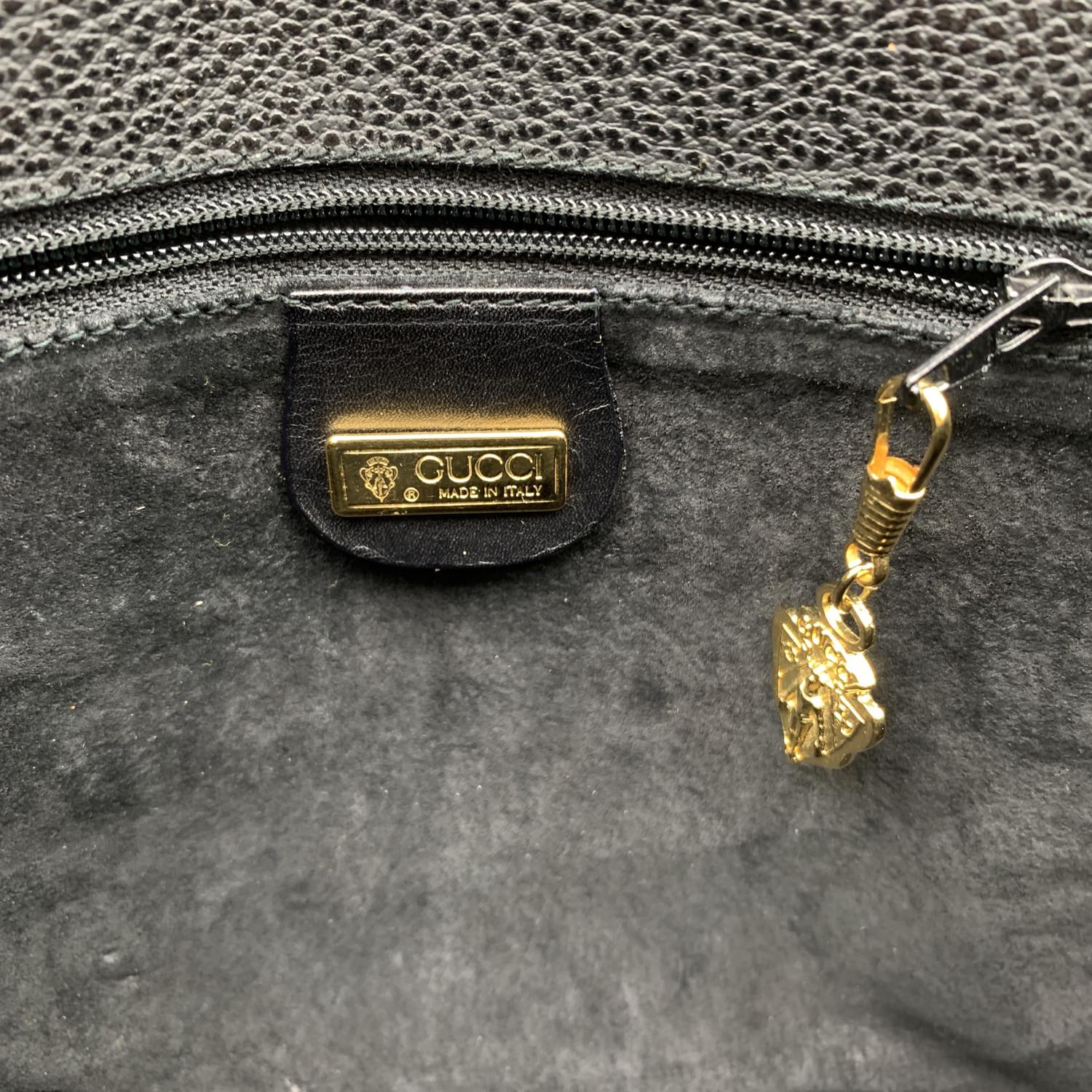 Gucci Vintage Black Leather Flap Shoulder Bag Messenger 2