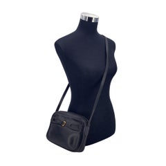 Gucci Vintage Black Leather Gold Buckle Shoulder Crossbody Bag