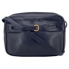 Gucci Vintage Black Leather Gold Buckle Shoulder Crossbody Bag