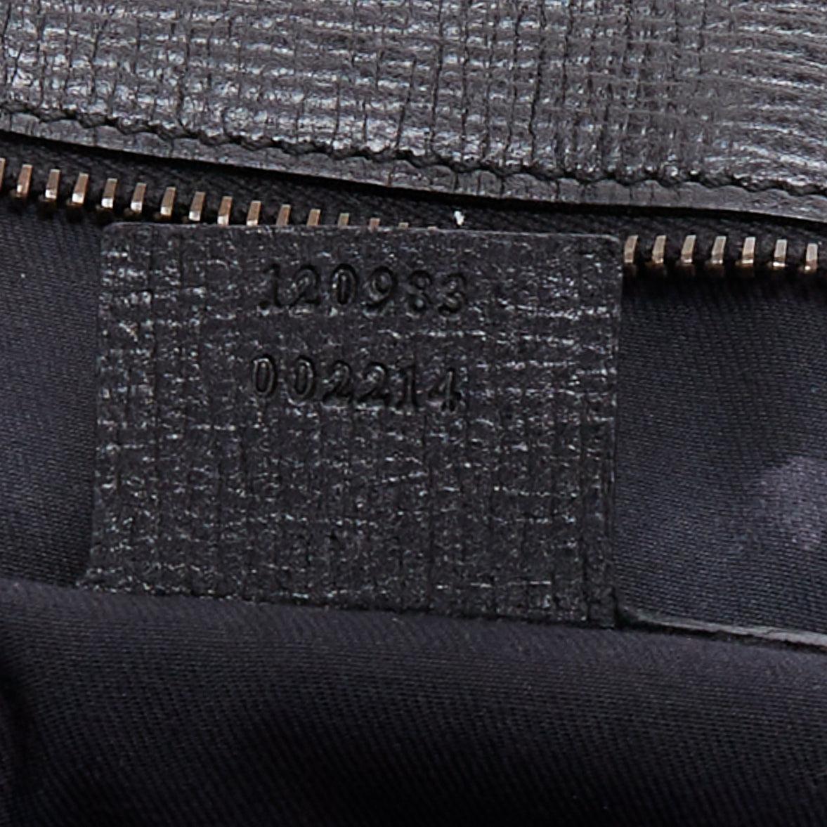 GUCCI Vintage black leather gold horsebit chain tote bag 5