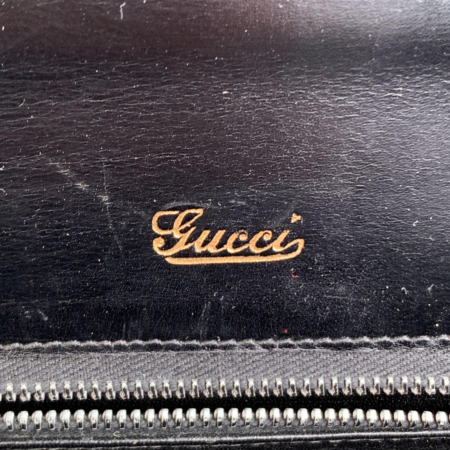 Gucci Vintage Black Leather Handbag Bakelite Top Handle Bag 4