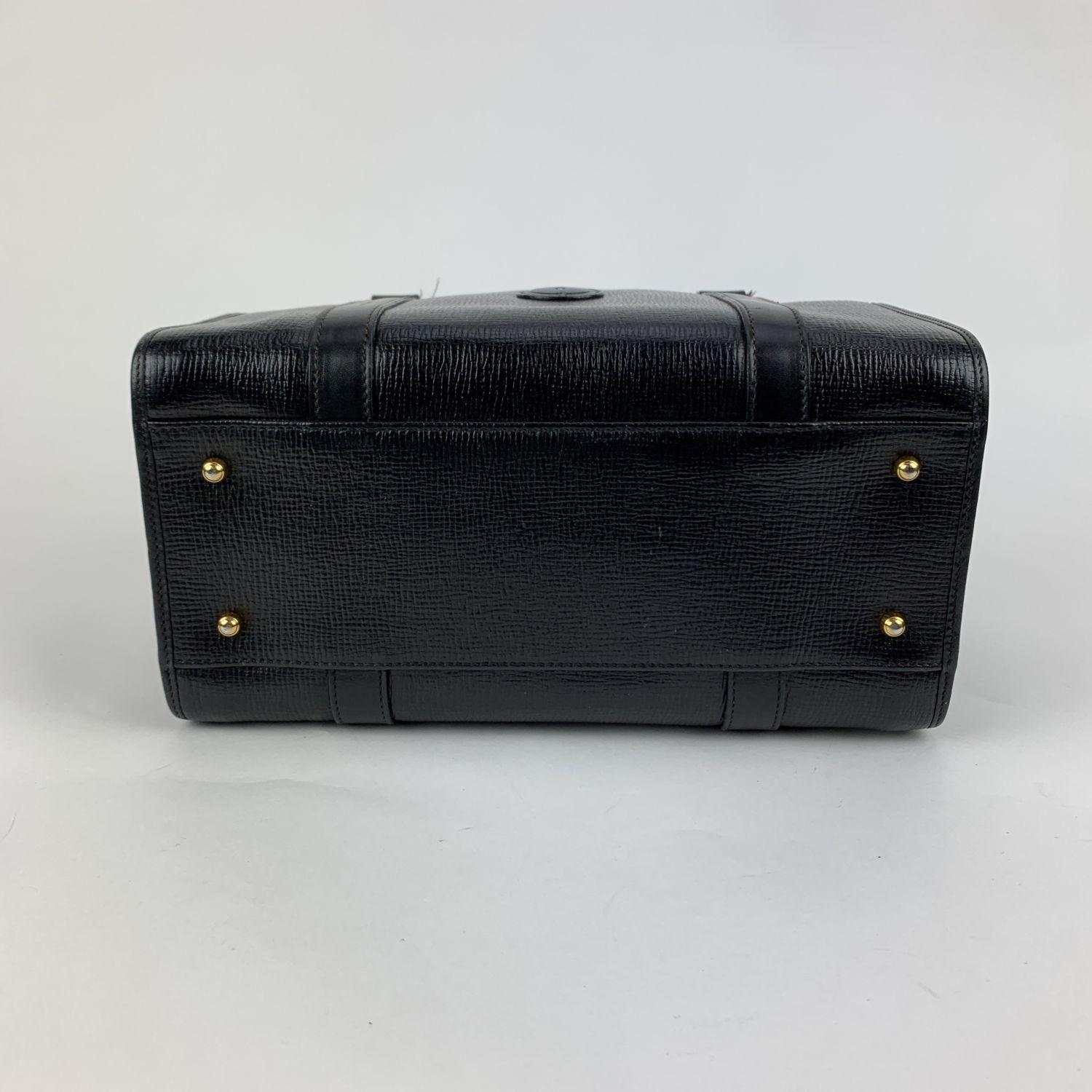 Gucci Vintage Black Leather Handbag Satchel Top Handles Bag In Excellent Condition In Rome, Rome