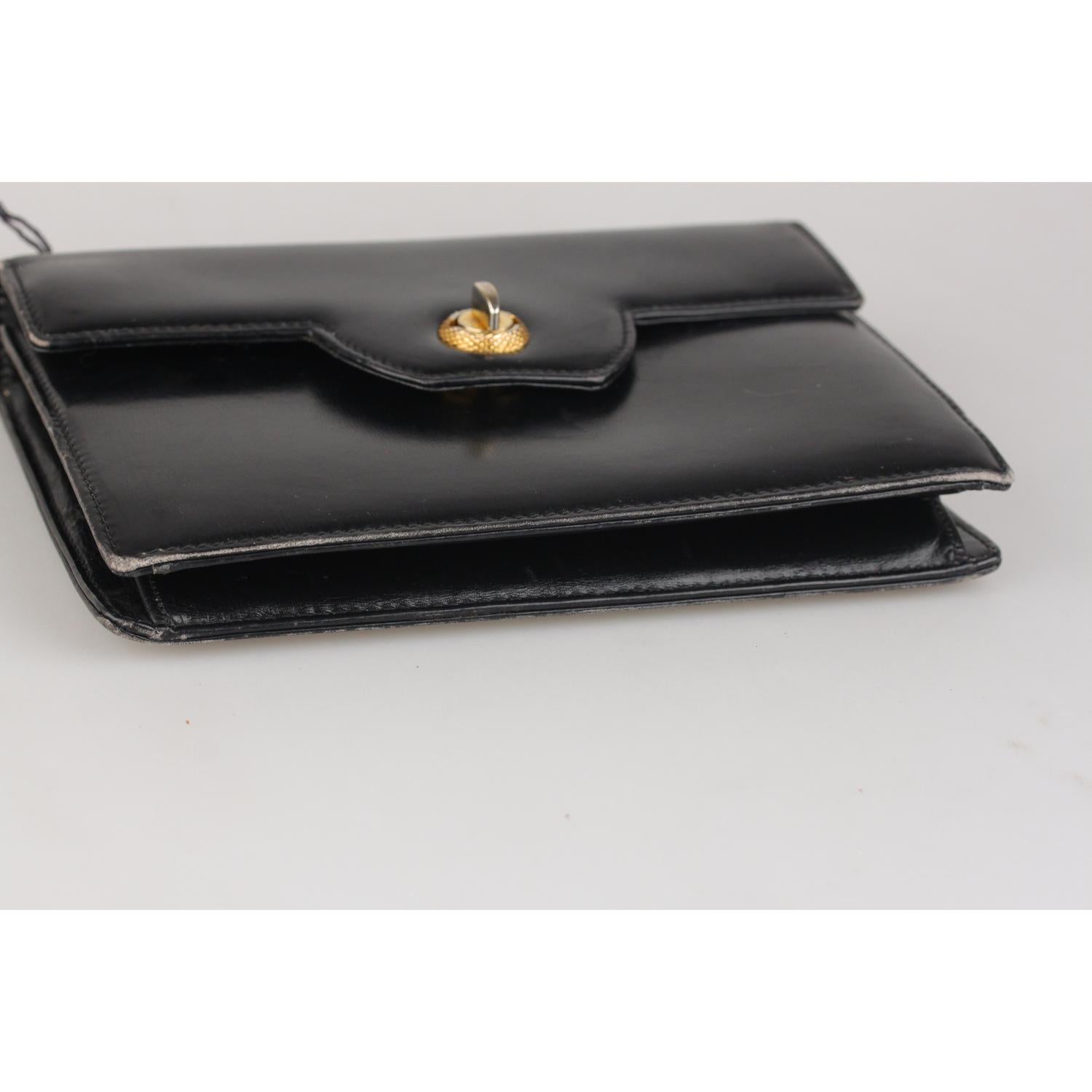 Schwarze Vintage-Handtasche aus Leder von Gucci mit Kettengriff 3