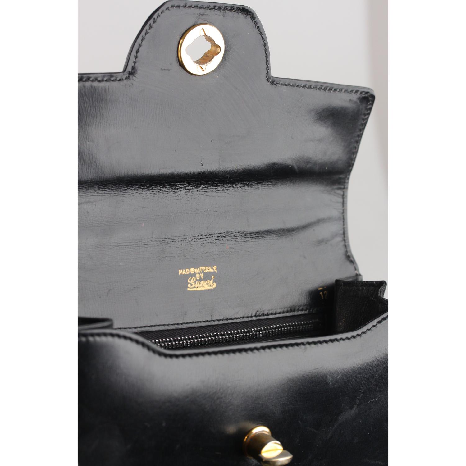 Schwarze Vintage-Handtasche aus Leder von Gucci mit Kettengriff 5