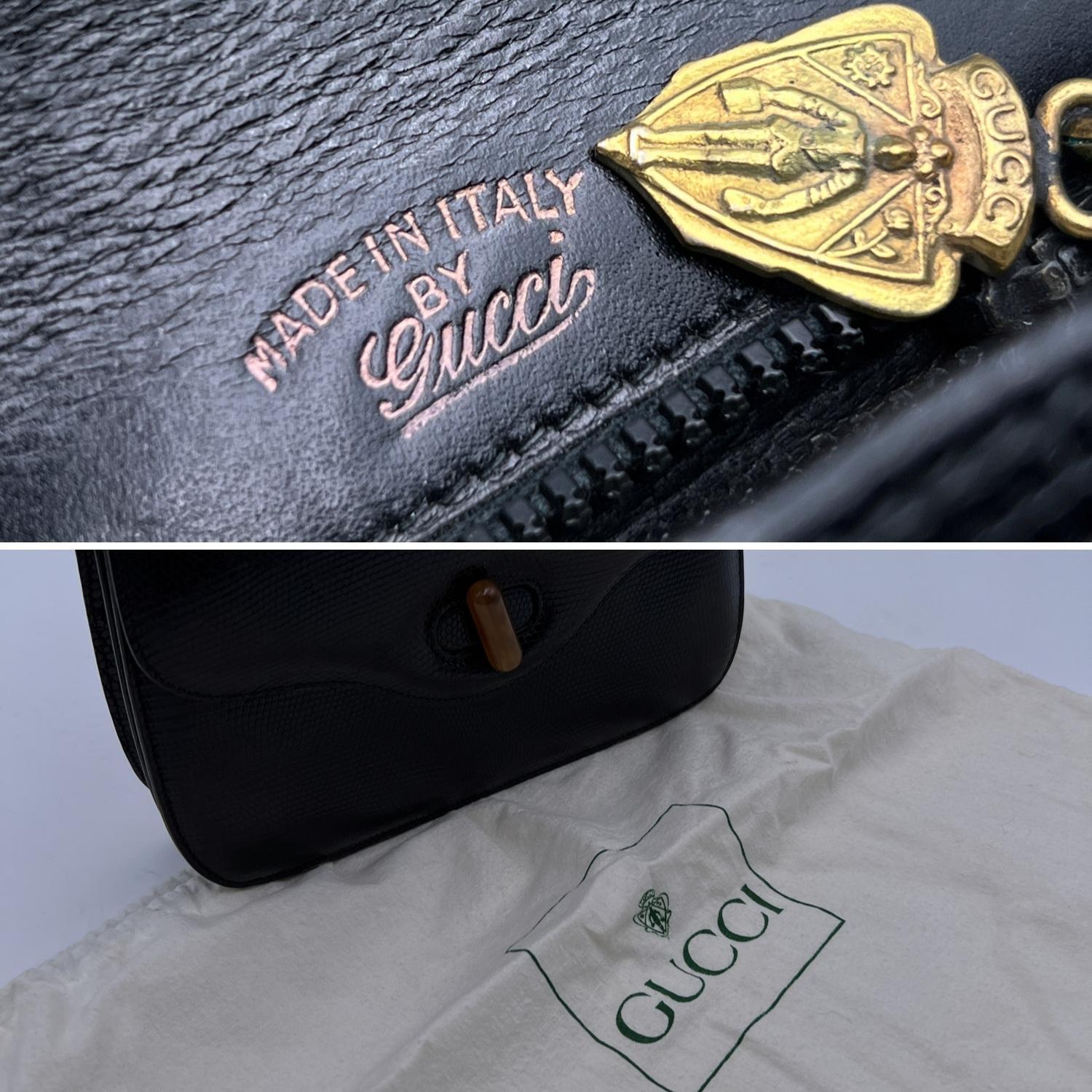 vintage gucci black leather handbag