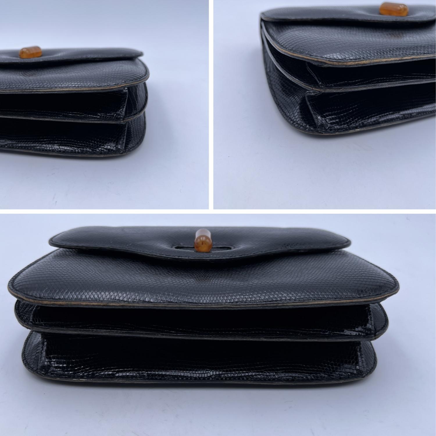 Women's Gucci Vintage Black Leather Handbag with Lucite Handle