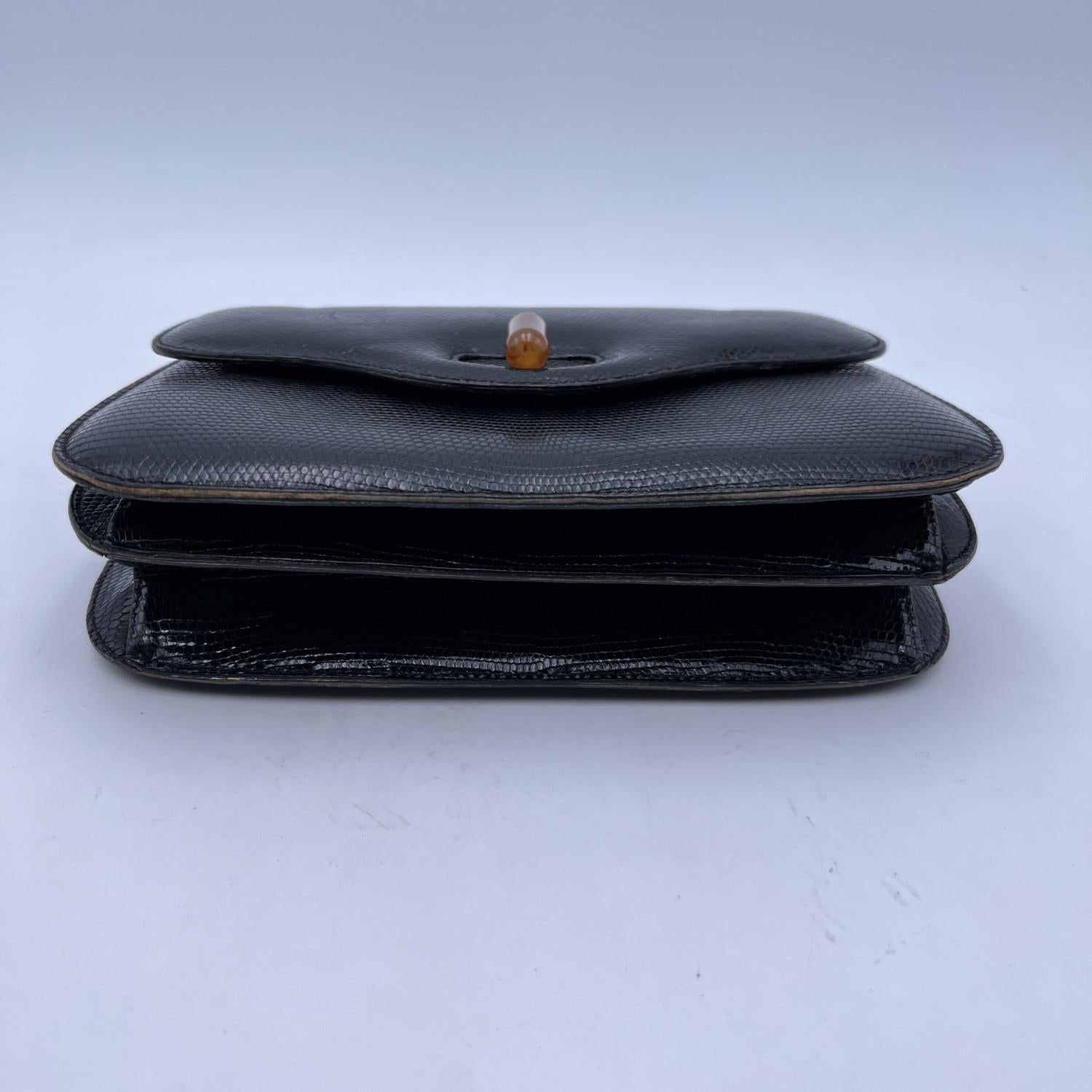Gucci Vintage Black Leather Handbag with Lucite Handle 2