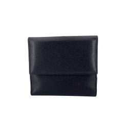 Gucci Vintage Black Leather Jackie Gold Push Lock Double Side Wallet