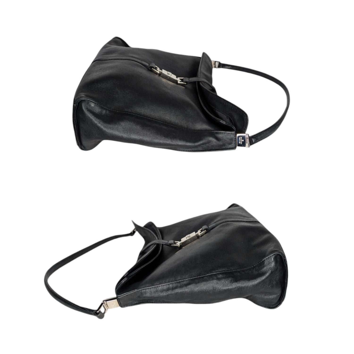 Women's Gucci Vintage Black Leather Jackie Hobo