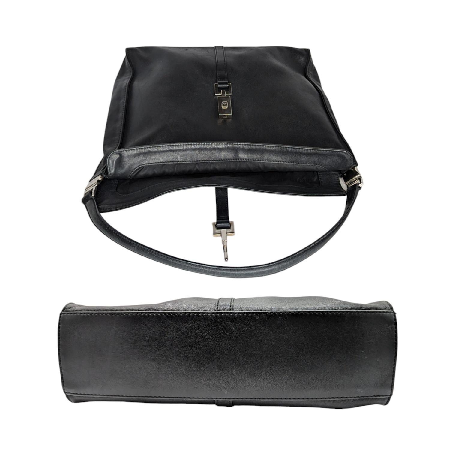 Gucci Vintage Black Leather Jackie Hobo 1