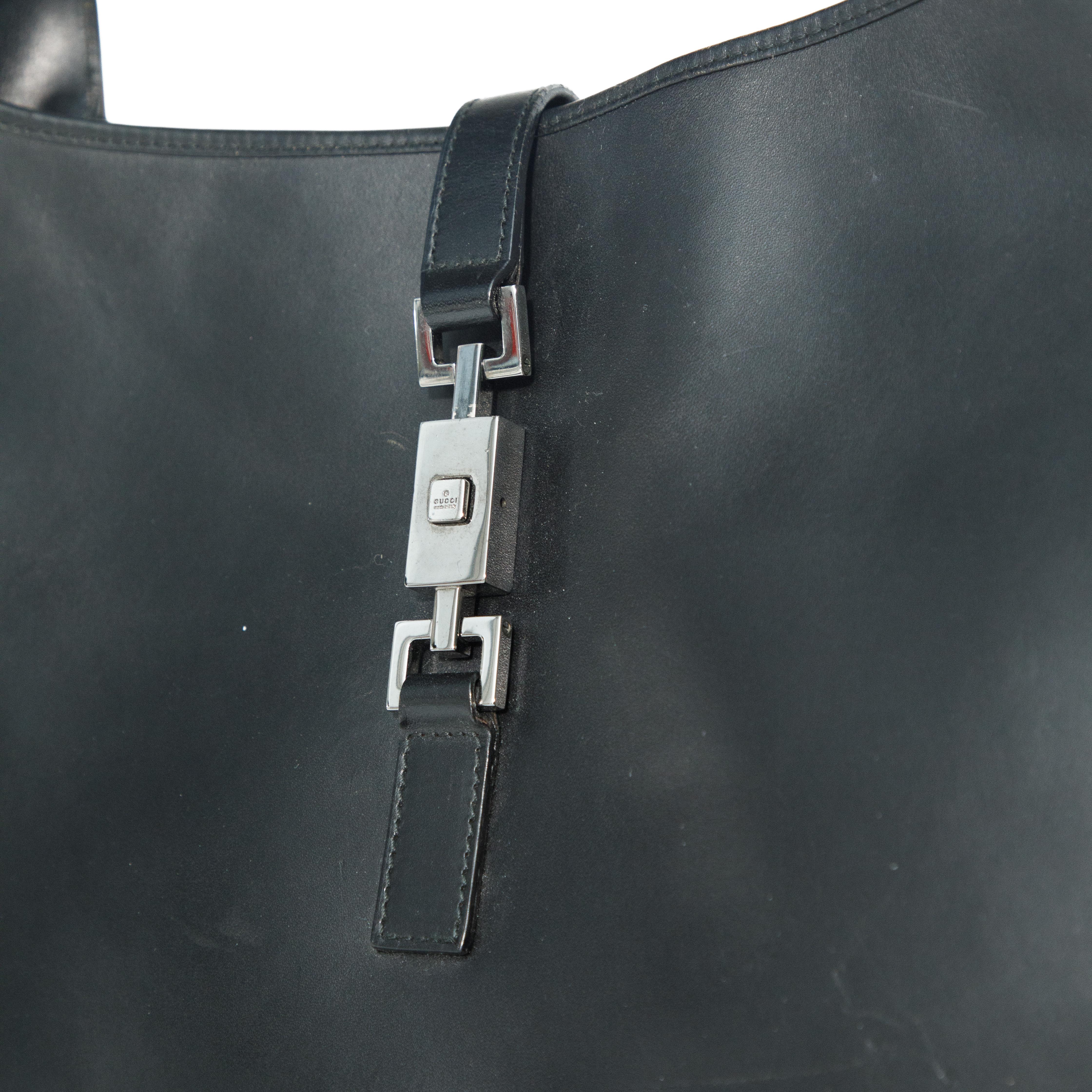 Gucci Vintage Black Leather Jackie Shoulder Bag In Fair Condition For Sale In London, GB