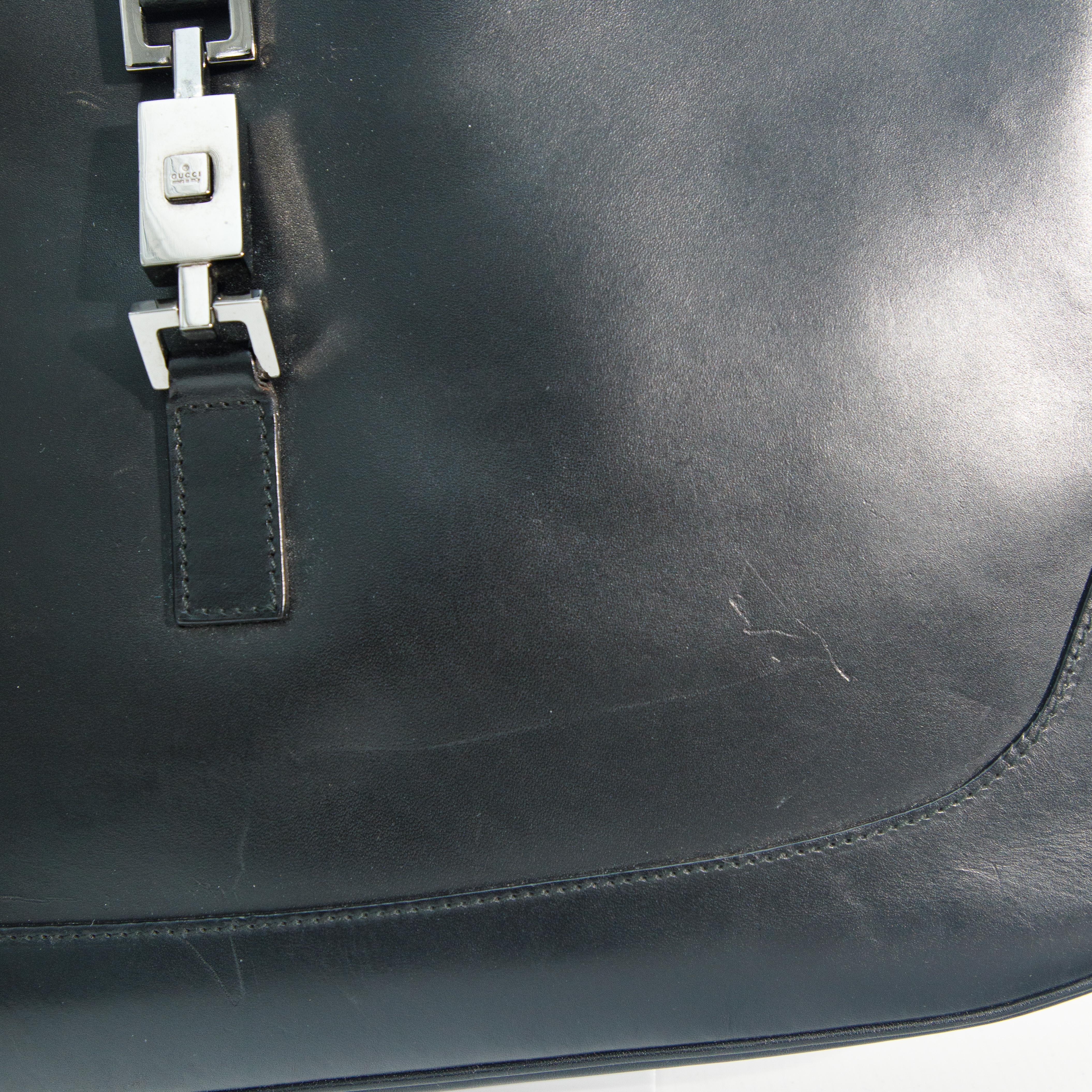 Gucci Vintage Black Leather Jackie Shoulder Bag For Sale 3