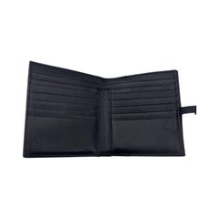 Gucci Vintage Black Leather jGold Push Lock Double Side Wallet