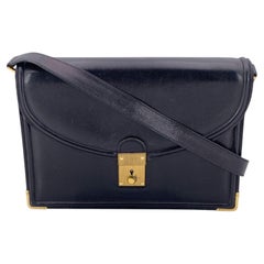 Gucci Vintage Black Leather Keylock Convertible Flap Shoulder Bag