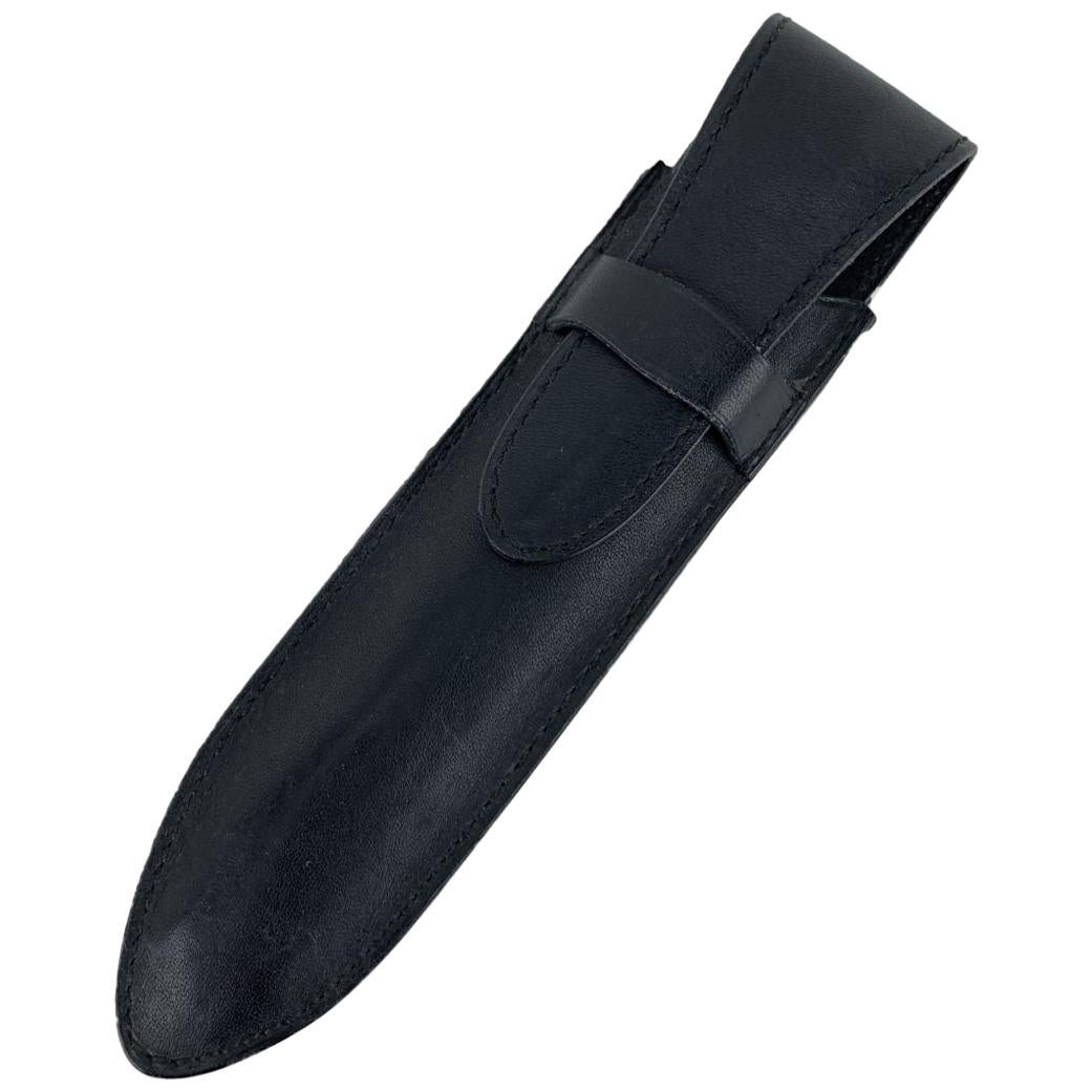 Gucci Vintage Black Leather Pen Flap Holder Case Pouch